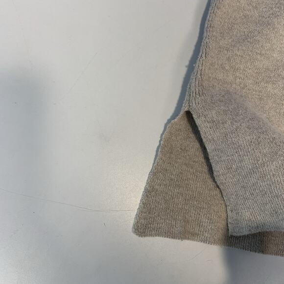 Monrow Sweater Women Medium Rib Henley Stretch Neutral Side Slits Preppy Classic - Picture 6 of 9